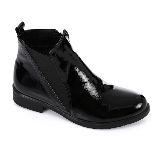 Shiny Leather Ankle Boot