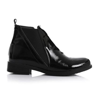 Shiny Leather Ankle Boot