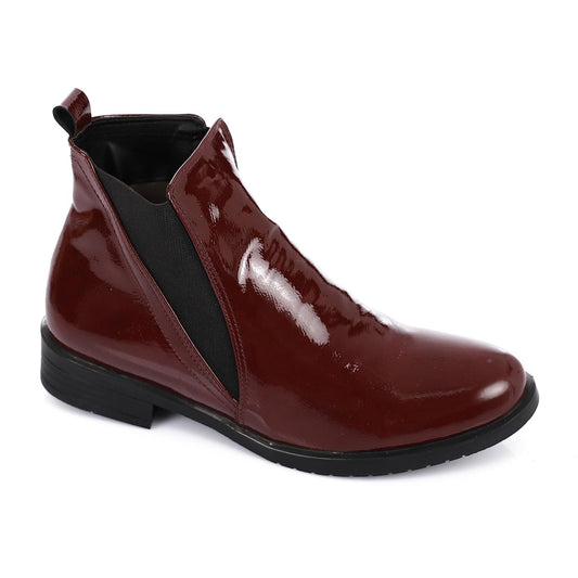 Shiny Leather Ankle Boot