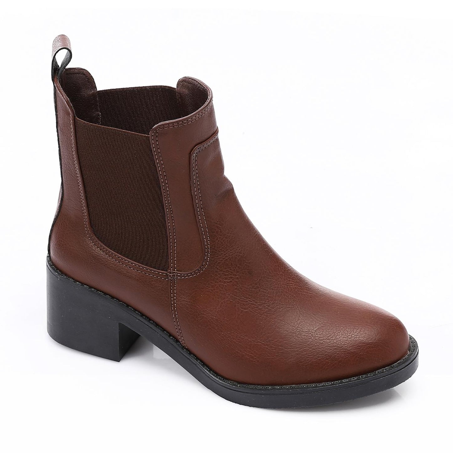 Brown Heeled Leather Chelsea Boot