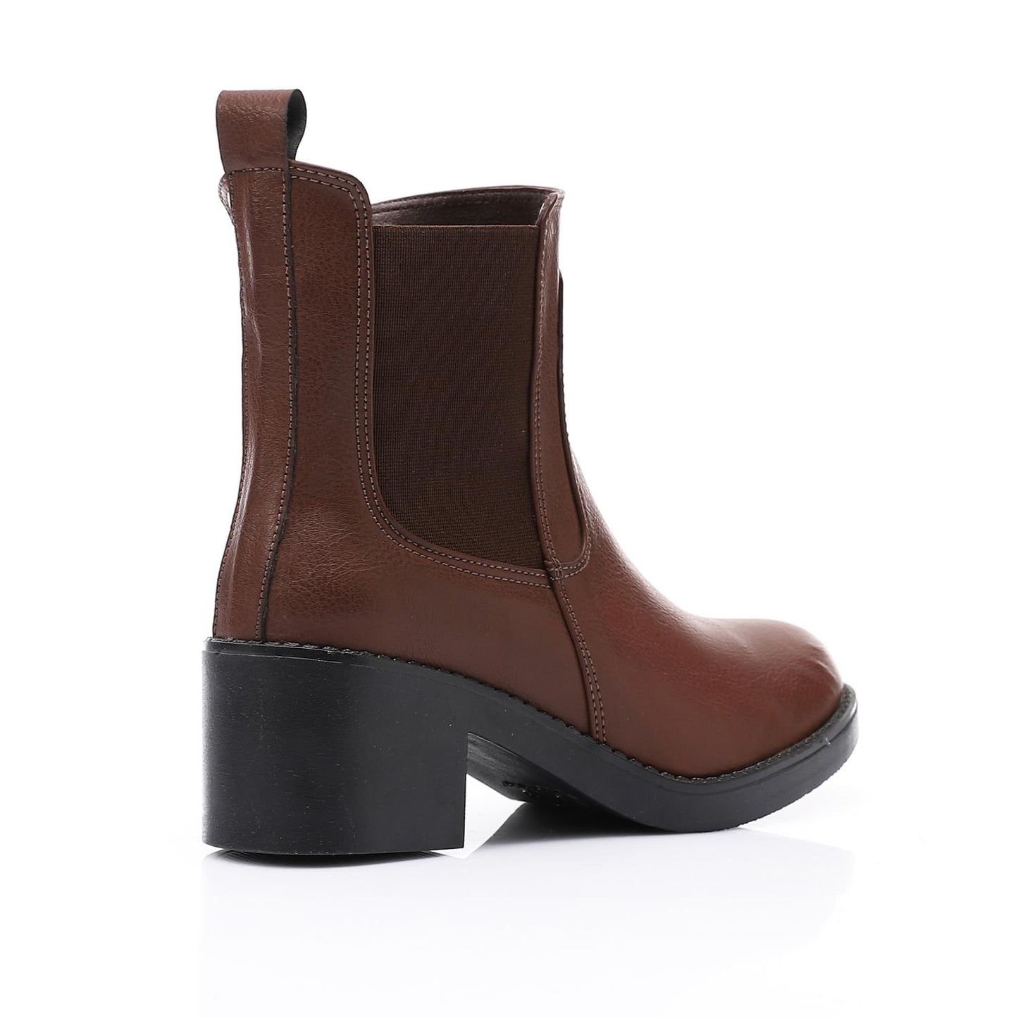 Brown Heeled Leather Chelsea Boot
