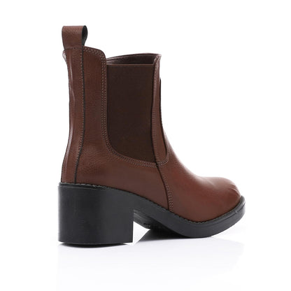 Brown Heeled Leather Chelsea Boot