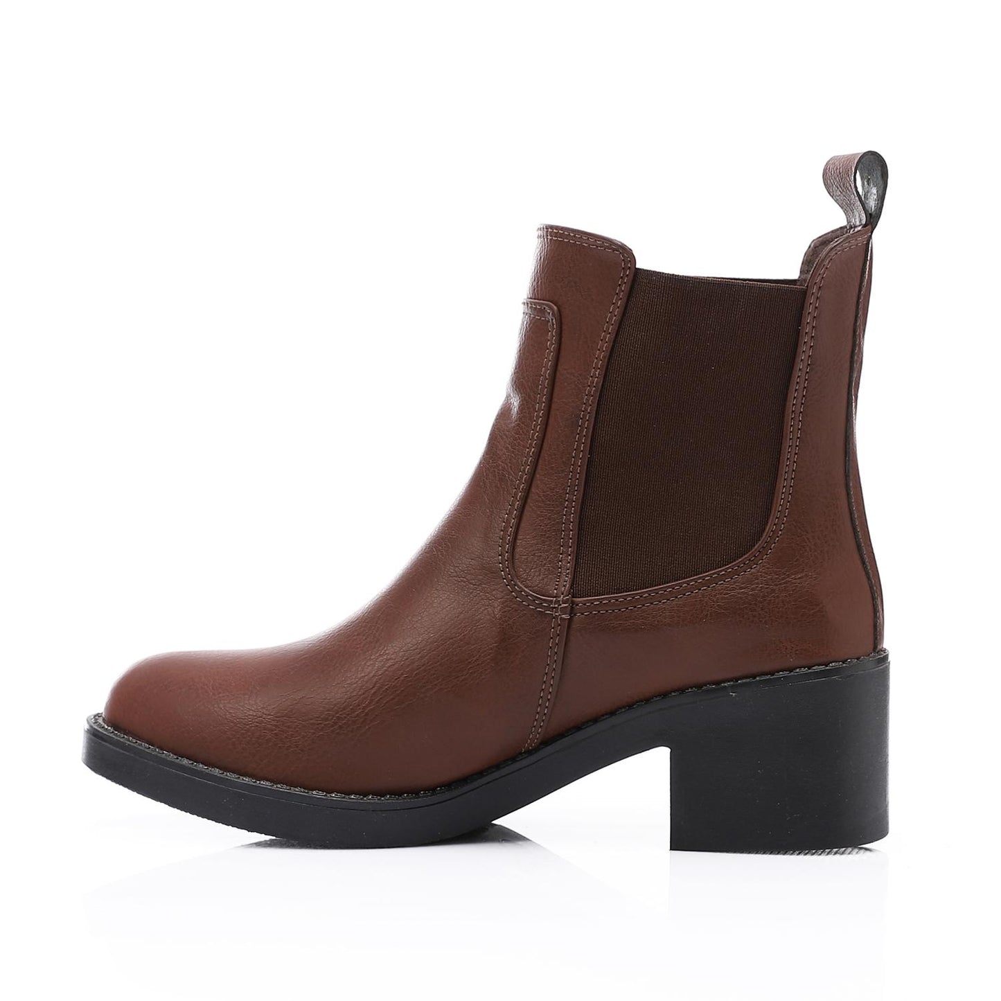 Brown Heeled Leather Chelsea Boot