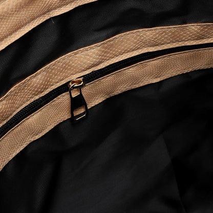 Beige Textured Leather Shoulder Bag