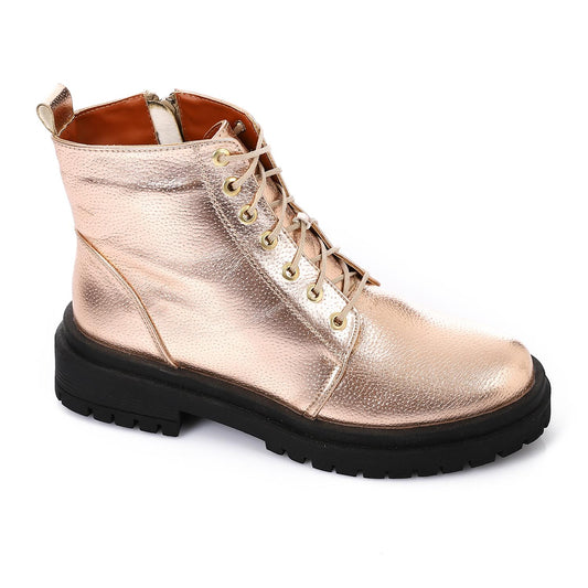 Champagne Chunky Heel Ankle Boot
