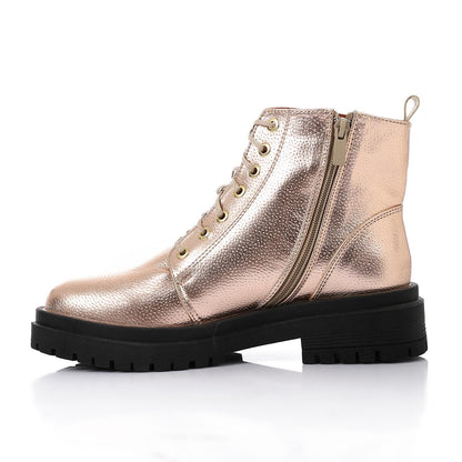 Champagne Chunky Heel Ankle Boot