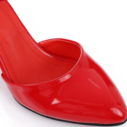Red Ankle Buckle Verneh High Heels