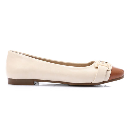 Golden Detail Leather Ballerina