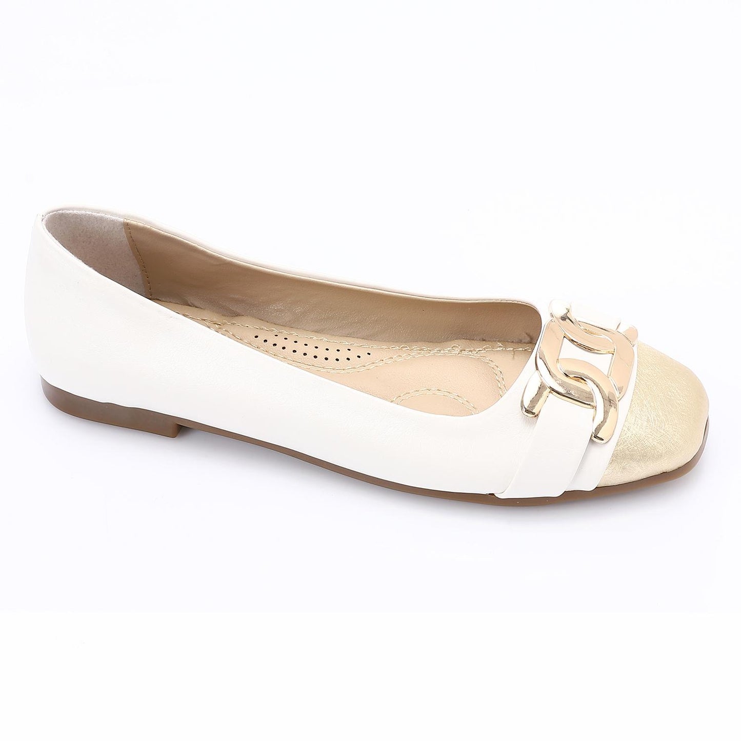 Golden Detail Leather Ballerina