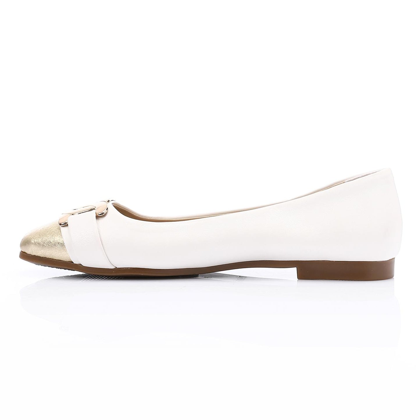 Golden Detail Leather Ballerina