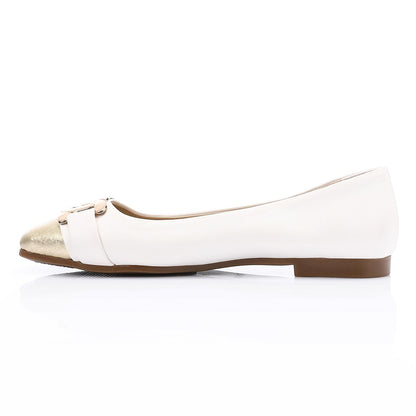 Golden Detail Leather Ballerina