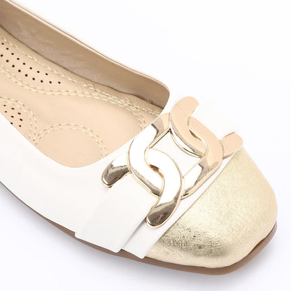 Golden Detail Leather Ballerina