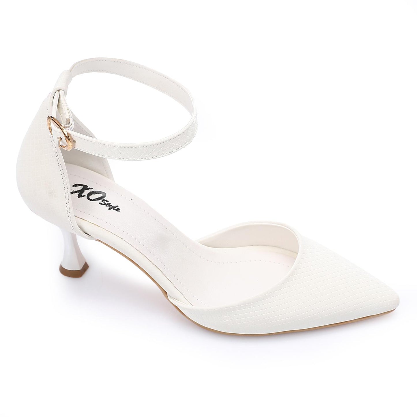 Open Side Textured Leather High Heels