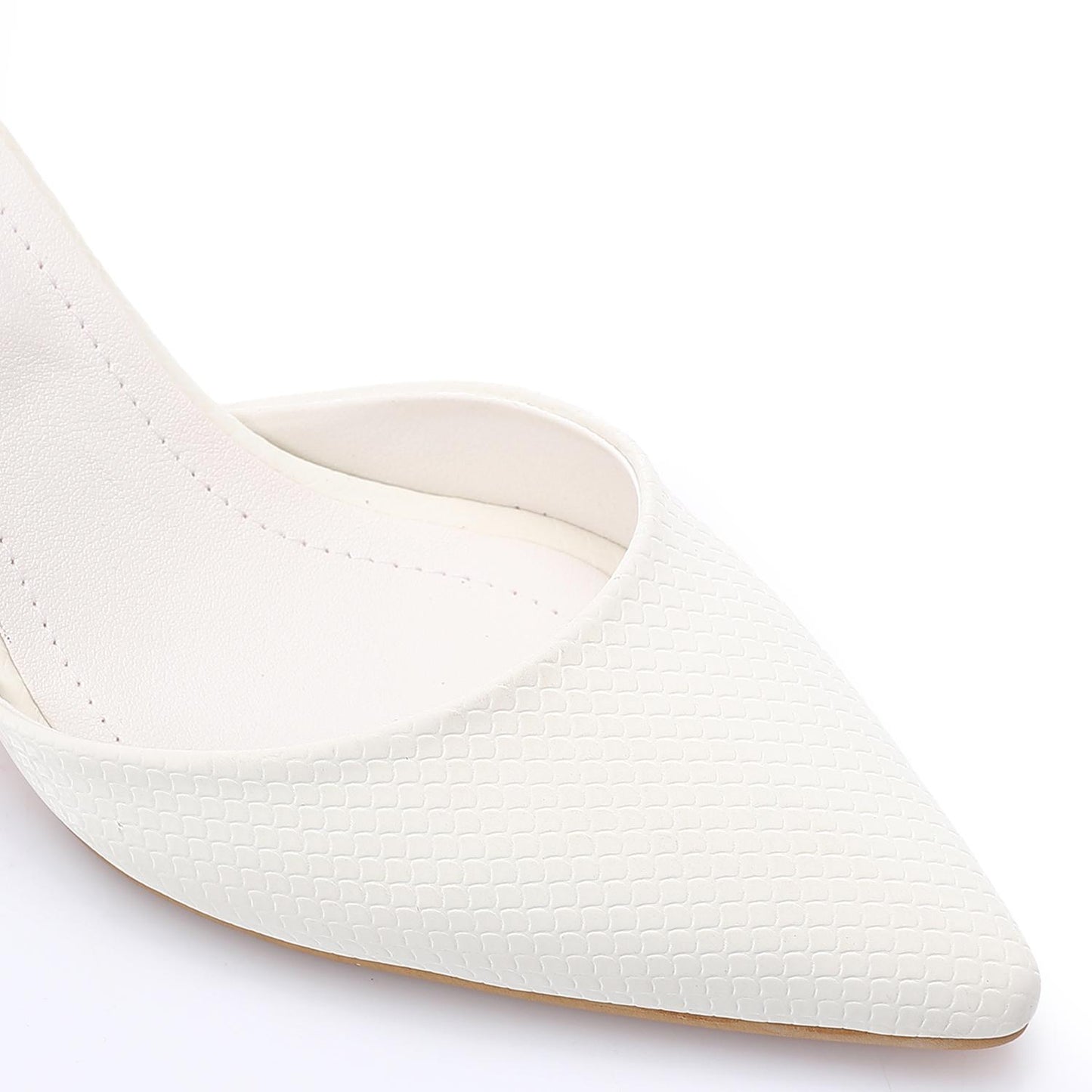Open Side Textured Leather High Heels