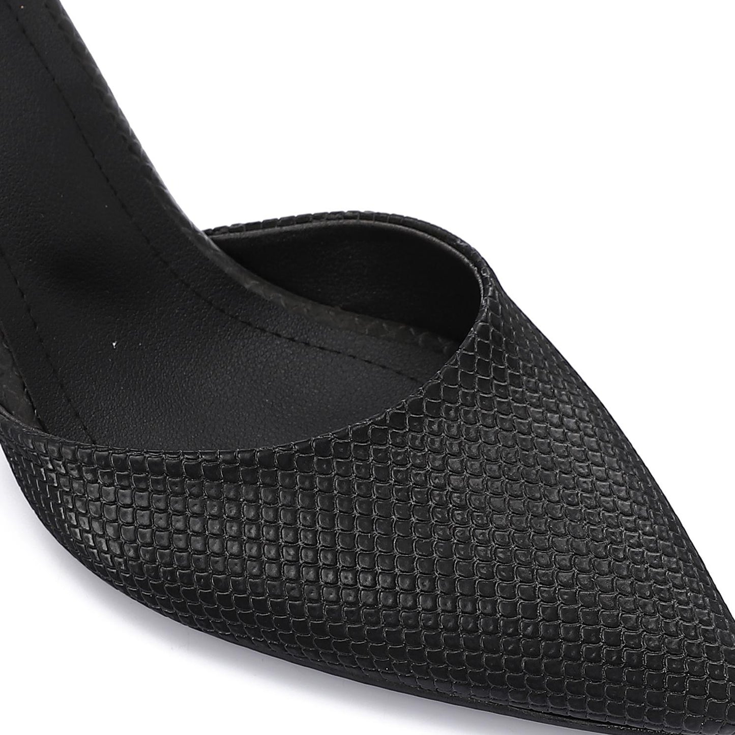 Open Side Textured Leather High Heels