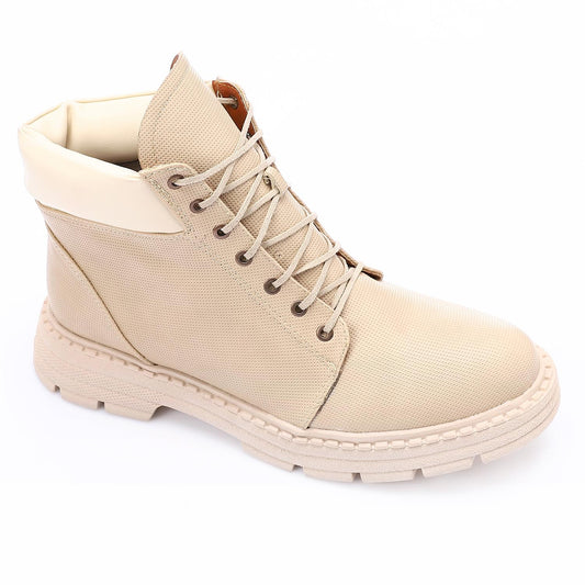 Beige Lace-up Ankle Boot