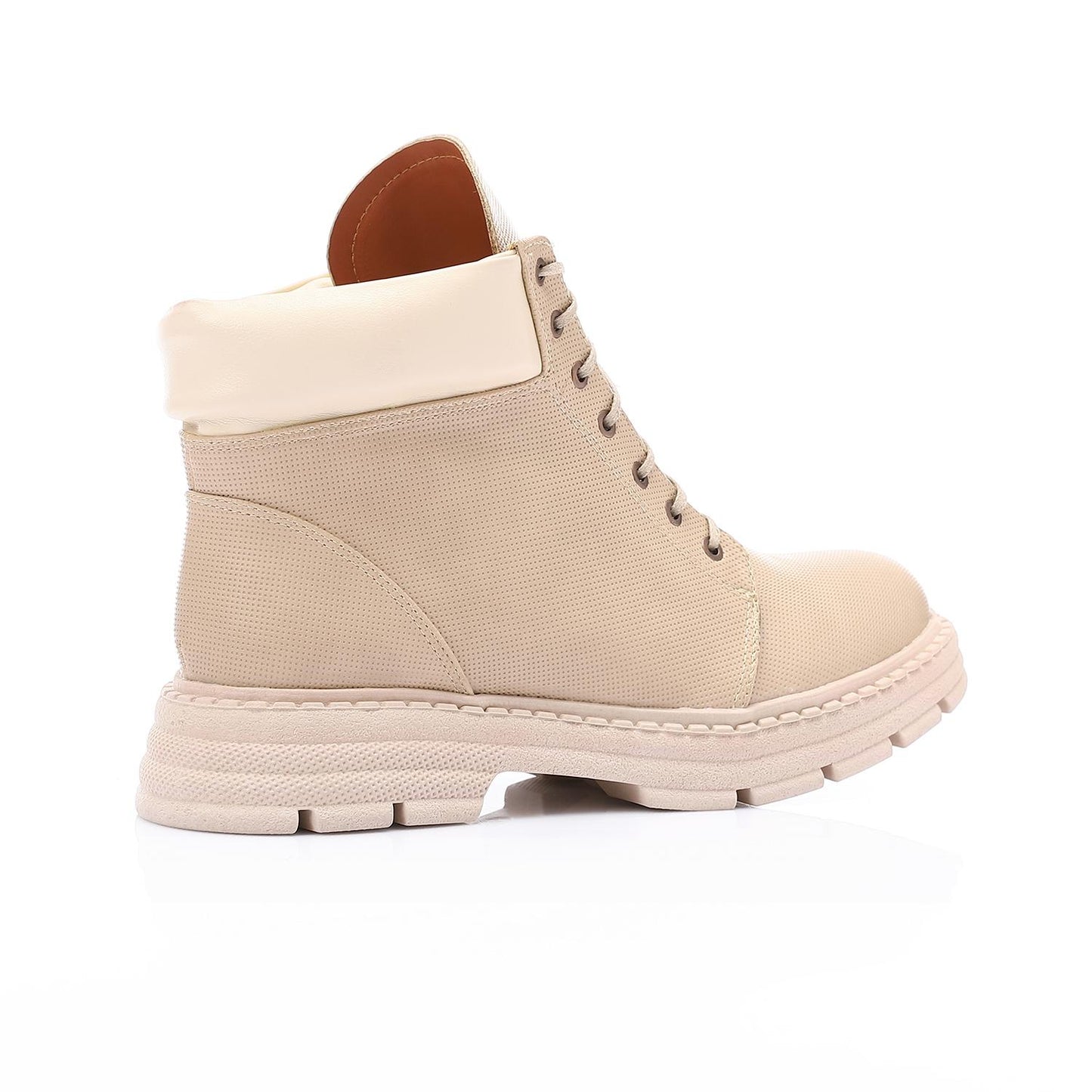 Beige Lace-up Ankle Boot