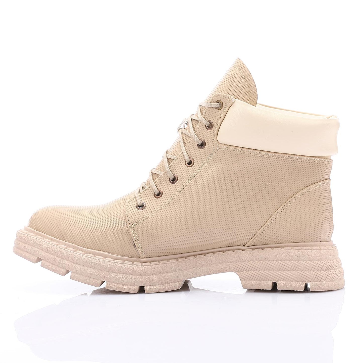 Beige Lace-up Ankle Boot