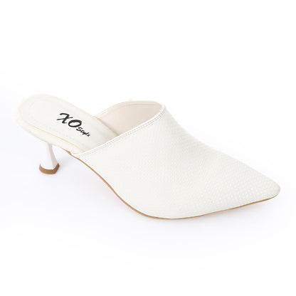 White Pointed Toe Heeled Slipper