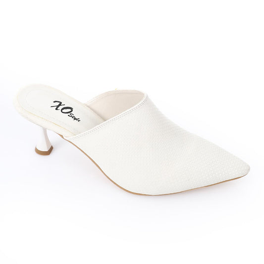 White Pointed Toe Heeled Slipper