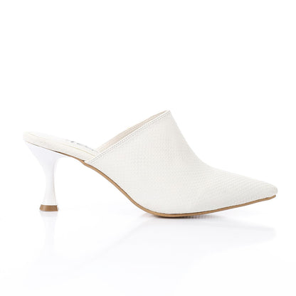 White Pointed Toe Heeled Slipper