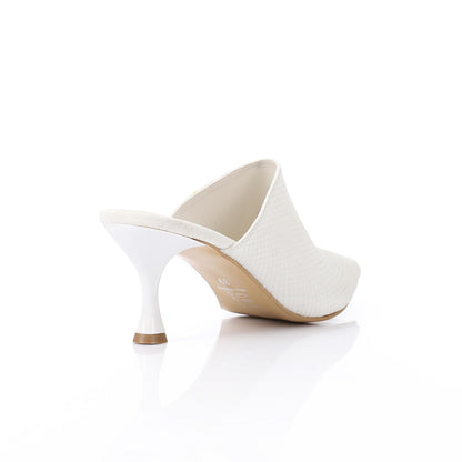 White Pointed Toe Heeled Slipper