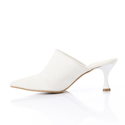 White Pointed Toe Heeled Slipper