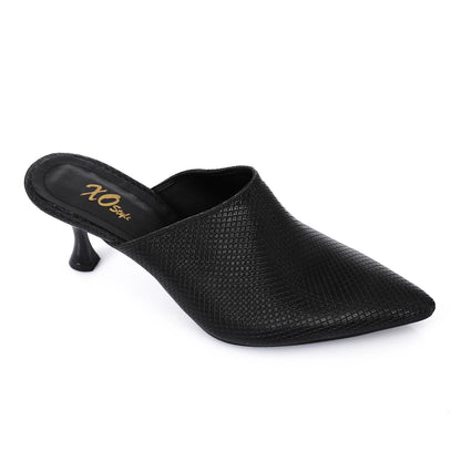Black Pointed Toe Heeled Slipper