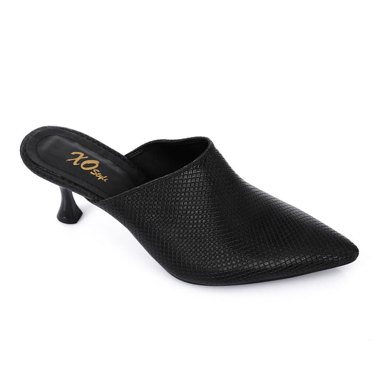 Black Pointed Toe Heeled Slipper
