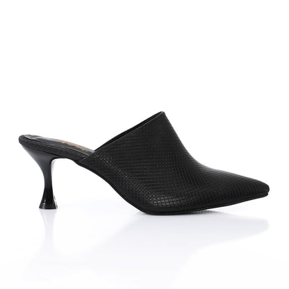 Black Pointed Toe Heeled Slipper