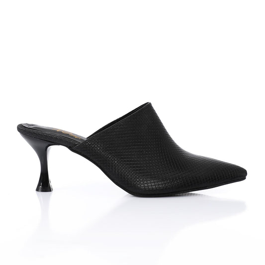 Black Pointed Toe Heeled Slipper