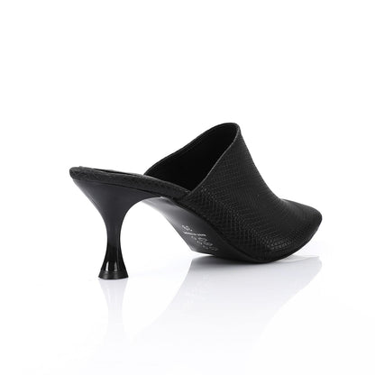 Black Pointed Toe Heeled Slipper