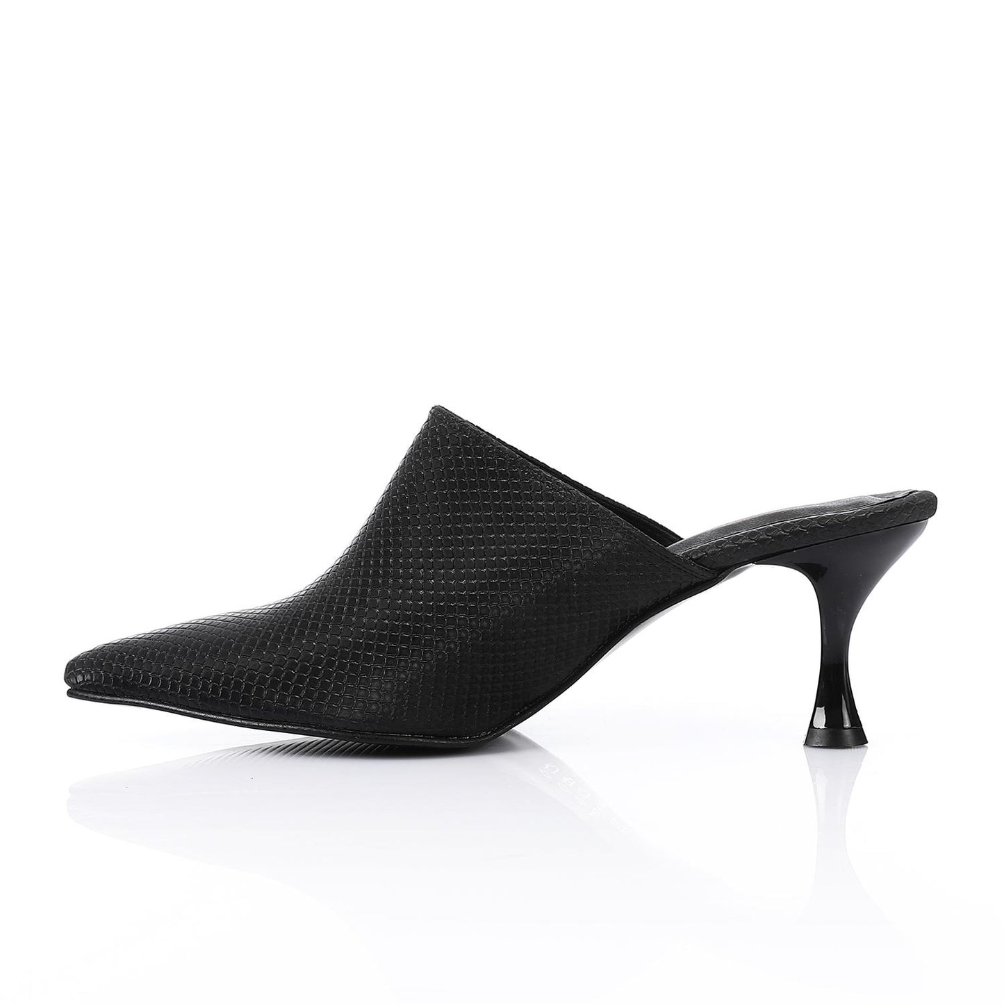 Black Pointed Toe Heeled Slipper