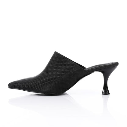 Black Pointed Toe Heeled Slipper