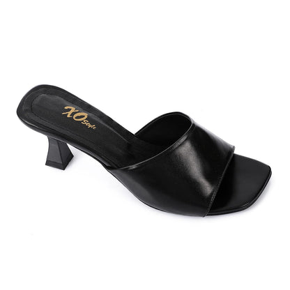 Black Open Toe Heeled Slipper