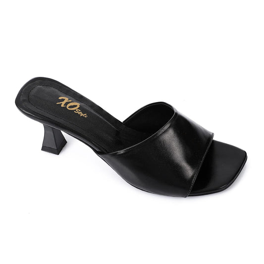 Black Open Toe Heeled Slipper