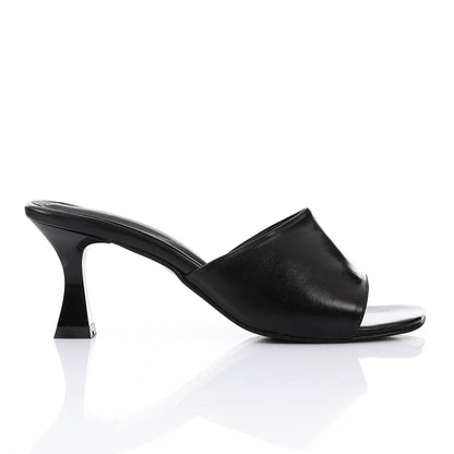 Black Open Toe Heeled Slipper