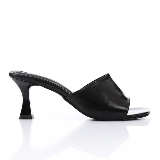 Black Open Toe Heeled Slipper