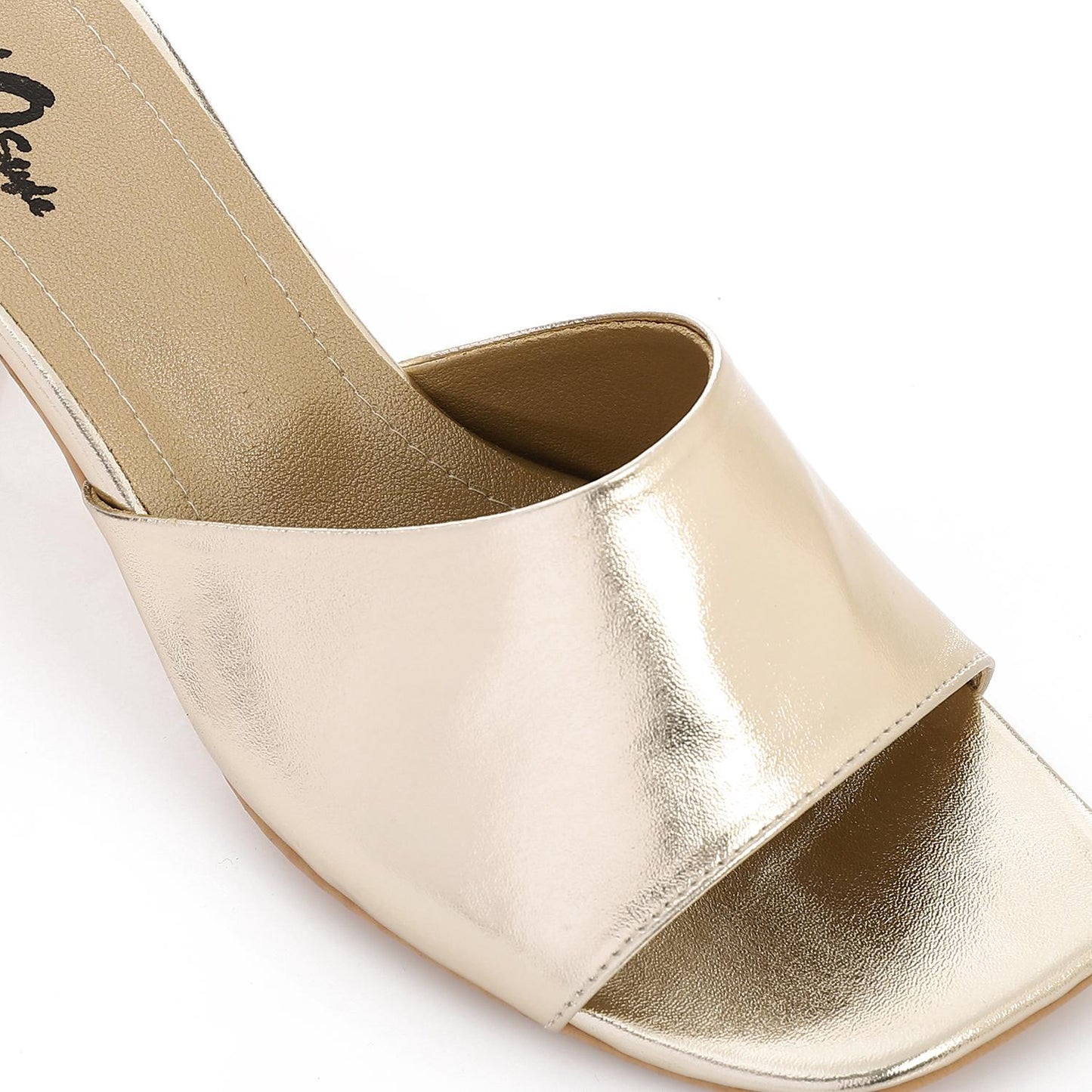 Gold Open Toe Heeled Slipper