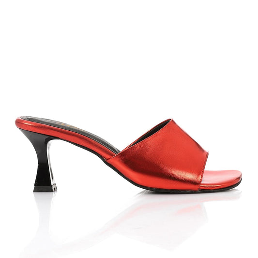 Red Open Toe Heeled Slipper