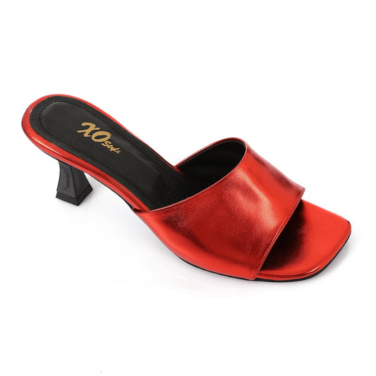 Red Open Toe Heeled Slipper