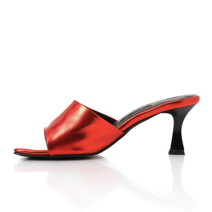 Red Open Toe Heeled Slipper