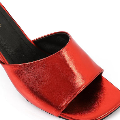 Red Open Toe Heeled Slipper