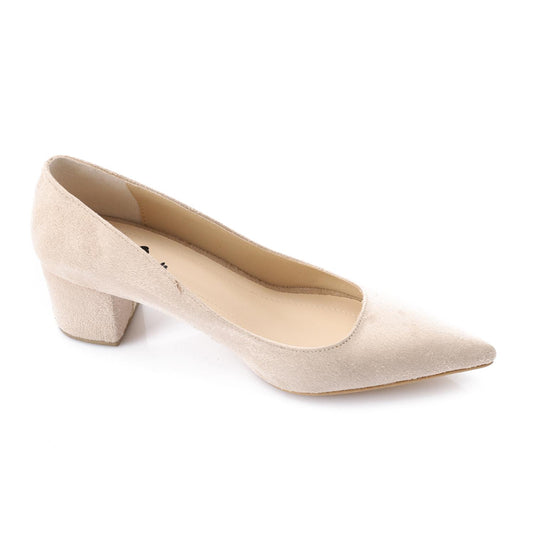 Beige Pointed Toe Suede Leather Pumps