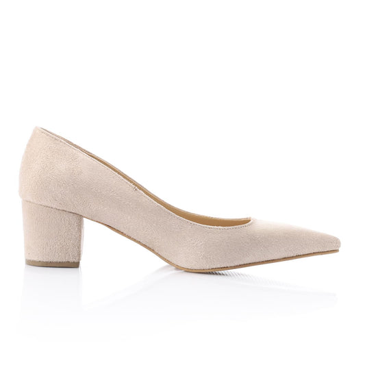 Beige Pointed Toe Suede Leather Pumps