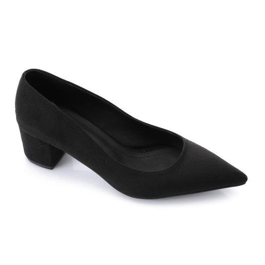 Black Pointed Toe Suede Leather Pumps
