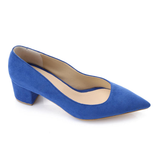 Blue Pointed Toe Suede Leather Pumps