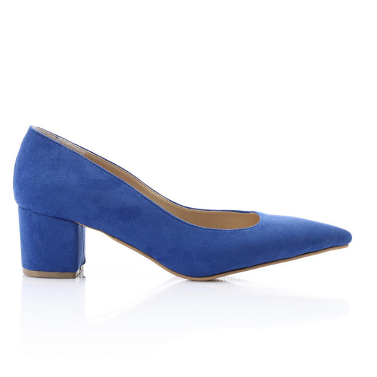 Blue Pointed Toe Suede Leather Pumps