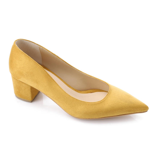 Yellow Pointed Toe Suede Leather Pumps