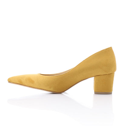 Yellow Pointed Toe Suede Leather Pumps